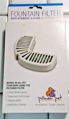 Paquete de 3 filtros de reemplazo de fuente de agua para mascotas Pioneer Pet frescos y limpios Foto 1 de 2