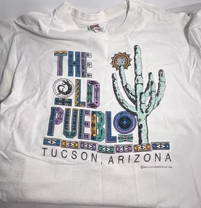 Vintage Single Stitch 1996 Old Pueblo Tucson Arizona Tshirt Large weiß lila - Bild 1 von 7