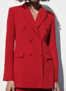 ZARA NEW WOMAN SIZE S, DOUBLE BREASTED BUTTONED BLAZER BRIGHT RED 2707/187 - Picture 1 of 4