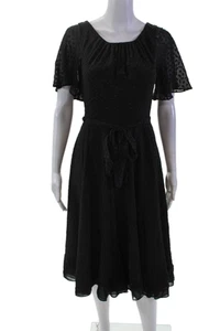 Kate Spade New York Womens Silk Polka Dot Short Sleeve Shift Dress Black Size 4 - Picture 1 of 6