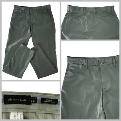 Pantalones chinos Massimo Dutti ajustados para hombre 32x33 verde algodón elástico YGI Q5-140 Foto 1 de 4