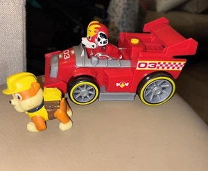 Paw Patrol Ready Race Rescue Marshall Race & Go Deluxe Vehicle Race Car Rubble - Picture 1 of 3