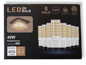 G9 LED Light Bulbs 8 Pack – 40W Equivalent 4W – 400 Lumens – 120V Non-Dimmable - Picture 1 of 6