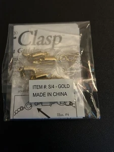 BARREL CLASPS, S/4 GOLD PACKAGE OF 4 NEW - Picture 1 of 7