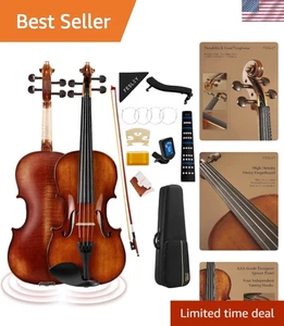4/4 Full Size Violine Kit - geflammter Ahorn mit Zubehör für Anfänger - Bild 1 von 11