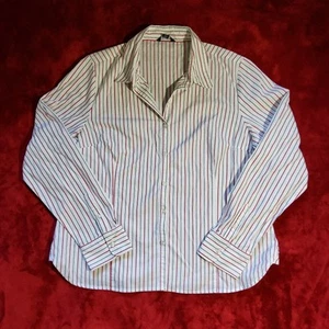 George Long Sleeve Red Black White Stripe Blouse Shirt Junior's Size XL 16-18 - Picture 1 of 9