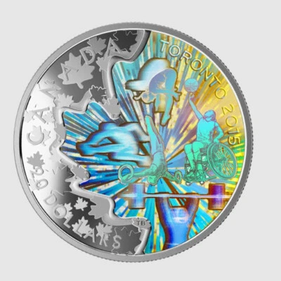2015  Toronto Pan Am Parapan Am Games, Spirit of Sport Hologram Silver .999 $20 - Image 1 of 4