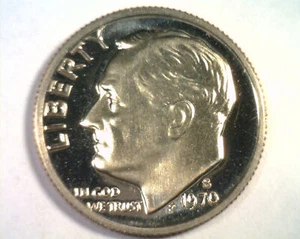 1970-S ROOSEVELT DIME SUPERB PROOF CAMEO SUPERB PR CAM ORIGINAL COIN 99c SHIP - Picture 1 of 2