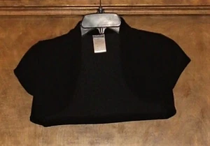 Perfectly Dressed Girls' Cap-Sleeve Cardigan/Sweater, Sz 8, Black, Velvet Feel - Picture 1 of 4