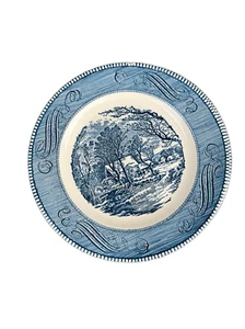 Vintage Currier & Ives "The Old Grist Mill" Blue Dinner Plates 10" Royal China - Picture 1 of 6