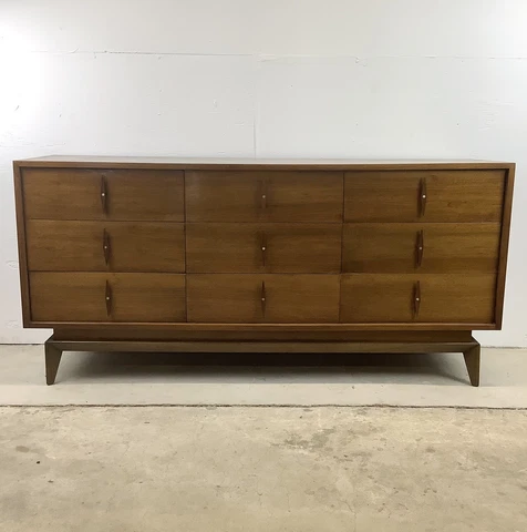 MCM Nine Drawer Low Walnut Dresser by American of Martinsville Cover