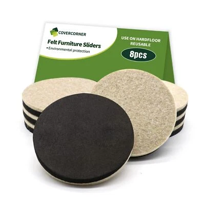 Deslizadores de muebles de fieltro para pisos de madera dura 8 piezas - muebles de 3 1/2 pulgadas para mudanza S Foto 1 de 4