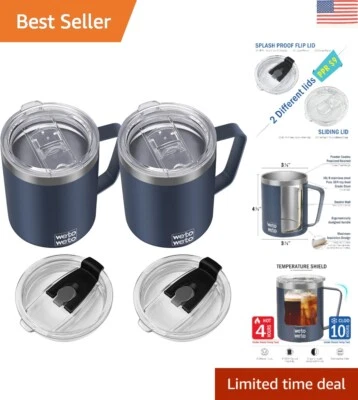 Стакан кофейный с порошковым покрытием темно-синий 14 унций чашка - изолированный набор из нержавеющей стали - Изображение 1 из 4