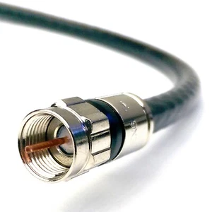 25ft BLACK COAXIAL RG6 CABLE TV VCR DVR INTERNET F CONNECTOR INDOOR OUTDOOR COAX - Picture 1 of 4