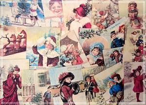 Set of 18 VINTAGE LOOK CHRISTMAS CHEER LABELS VICTORIAN Children Primitive Retro - Picture 1 of 6