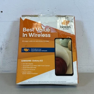 **仅部件** Boost Mobile 三星 Galaxy A12 32GB 黑色 预付费智能手机 — 第 1/4 张图片