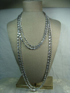 VTG Sarah COV Layered Multi Strand HI LOW Silver Tone Chains Link Mod Necklace