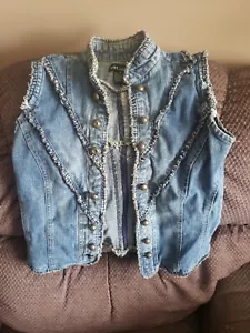 Wet Seal Blue Jean Sleeveless Jacket Size Small - Picture 1 of 9