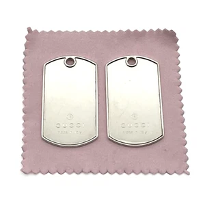 Gucci Etiquetas para Perros Plata de Ley 925 Placa Dije Colgante Juego de 2 Sin Cadena de Bola - Imagen 1 de 21