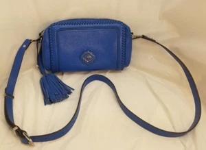 Bolso Bandolera Oryany Pequeño Cuero Guijarro Azul Borla NUEVO - Imagen 1 de 17