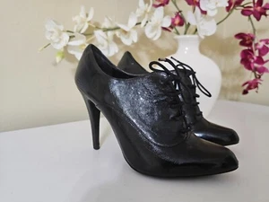 ALDO Vero Cuoio Black Leather Oxfords Lace Up Stiletto Shoes Womens Sz.40 (US 9) - Picture 1 of 17