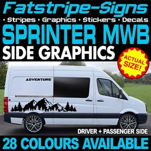 to fit MERCEDES SPRINTER MWB GRAPHICS STICKERS STRIPES CAMPER VAN MOTORHOME - Picture 1 of 2