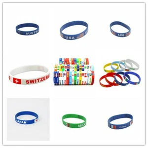 Fashion World Cup Country Flag Silicone Rubber Bracelet Sport Soccer Wristband - Picture 1 of 48