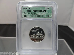 2000 S SILVER VIRGINA QUARTER 25C DEEP CAMEO PR69 ICG CERTIFIED - Picture 1 of 2