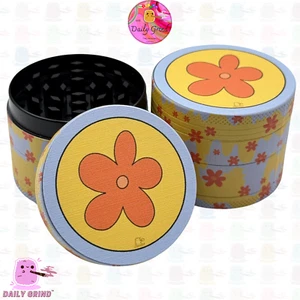 Cute 60’s Flower Power Hippy-50mm 4Piece Metal Tobacco Herb Grinder Shredder - Picture 1 of 21