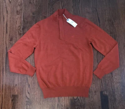 Southern Tide Captains 1/4 Zip Sweater Mens Small Fiesta Red Wool Blend NWT $165 - Image 1 of 4
