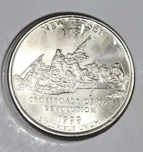 1999-D New Jersey State Quarter Double Die Reverse, Off-Center. - Picture 1 of 9
