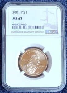 2001-P Sacagawea dollar, NGC MS67 - Picture 1 of 3