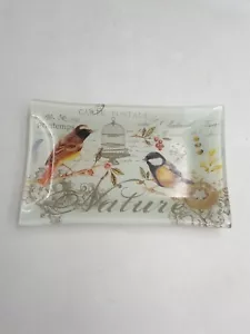 Stow Green Fine Quality Glass Plate Tray Dish Dish "Songbirds" Rectangular BNIB - Picture 1 of 12