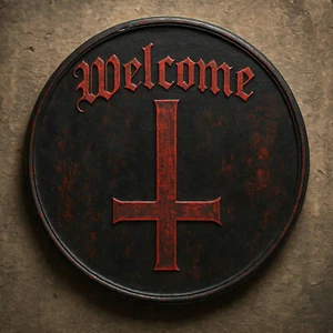 30cm Metal Wall Plaque Welcome Inverted Cross of Saint Peter Gothic Punk Sign - Picture 1 of 6