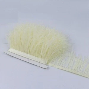 1Meter Ostrich Feather Ribbon Soft Dyed Fringe Trim Clothing Craft Lace Ribbons - Picture 1 of 42