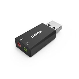 Hama Soundkarte USB für PC, 2.0 Stereo, Headset Mikrofon Kopfhörer mit 3,5mm AUX