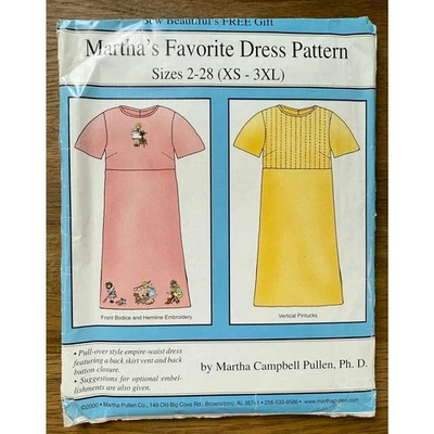 Martha's Favorite Dress Pattern Size 2-28 (XS-3XL) UNCUT 2000 Vintage - Image 1 of 4