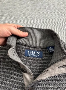 Chaps Jumper Knit Sweater Size Medium Button Up 100% Cotton - Picture 1 of 18