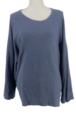 J. Jill Cashmere Cotton Sweater Women Large Kimono Sleeve Blue Pockets Pure Jill - Image 1 of 4