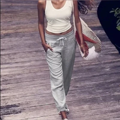 Pantalones Jogger Athleta Mezcla de Lino Ligeros Informales Gris Talla 4 Athleisure  Foto 1 de 4