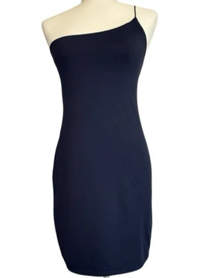 Aritzia Babaton Contour One-Shoulder Bodycon Mini Dress Navy Blue Size Large - Image 1 of 4