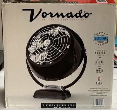 Vornado Vintage Air Circulator Vintage 6 Black Metal Fan 2 Speed New Open Box - Image 1 of 4