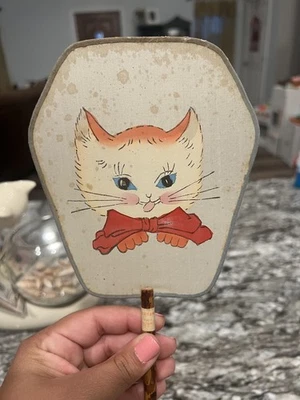 复古中国风扇 ~ 手绘 ~ 竹柄 ~ 猫 — 第 1/3 张图片