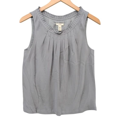 J.CREW Silk Tank Top Blouse Womens Grey Sleeveless Pleated Lined Pullover Size 6 - Image 1 of 4