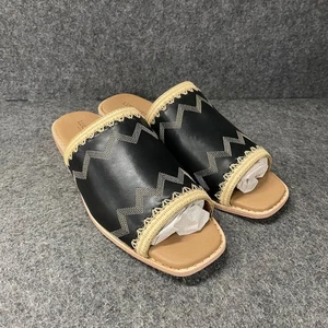 LUCCHESE Raffia Leather Sandal Women's Size 8.5 M Black - Foto 1 di 7