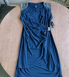 Vestido para mujer R&M Richards azul marino adornado cóctel fiesta talla 10 - Imagen 1 de 22