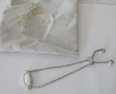 Pulsera Kendra Scott Elaina Plata Cadena Ajustable en Blanco Madreperla B6 Foto 1 de 4