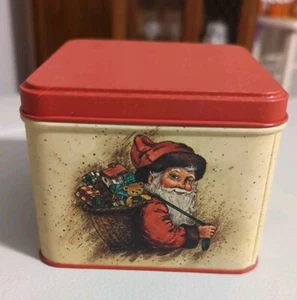 Vintage POTPOURRI PRESSE Weihnachtsmann/Weihnachten rot quadratisch Feiertag Dose mit Deckel - USA - Bild 1 von 6