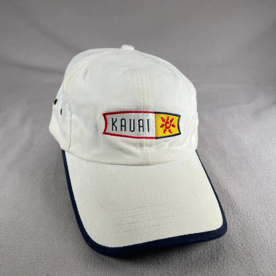 Kauai Hawaii Hat Men OS White Vintage Strapback Baseball Cap Embroidered - Image 1 of 4