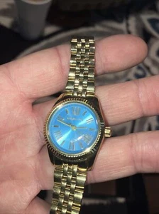 Michael Kors Petite Lexington Ocean Blue Ladies Watch MK-3271 Needs Battery NIB - Picture 1 of 9